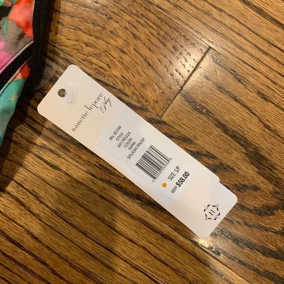 New NANETTE LEPORE Play Sports Bra Black Palm S - Picture 3 of 5